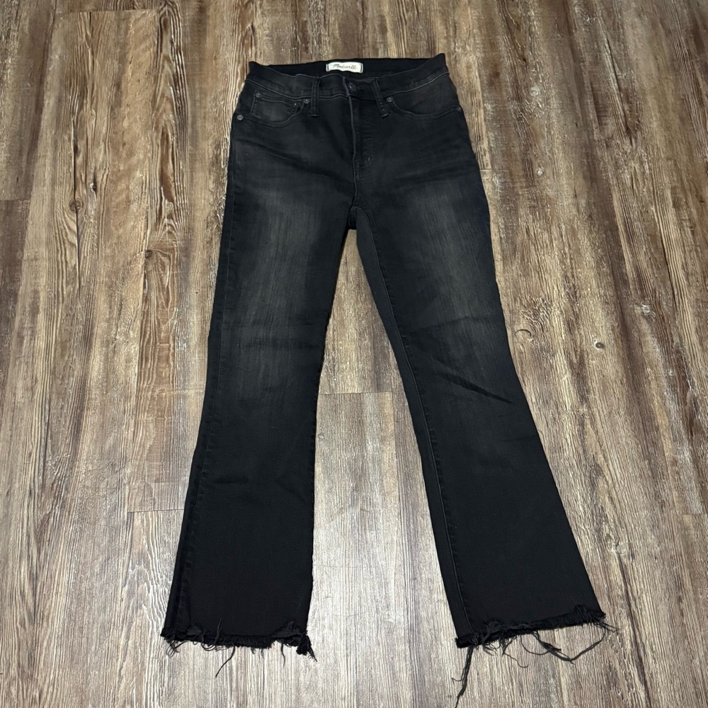 Madewell Cali Demi Boot Jeans Women's 25 Frayed Hem in Berkley Black Denim